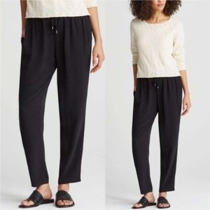 NWT Eileen Fisher Silk Georgette Crepe Black Pants